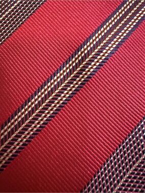 Thomas Pink Magenta Stripe Tie with Navy & Cream Accents